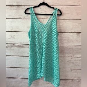 BONGO Turquoise Chevron Crochet Swim Cover-Up – Size Large Beach Swimming Summer